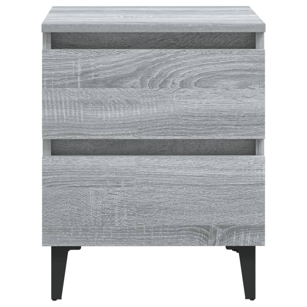 Comodini con Gambe in Metallo 2 pz Grigio Sonoma 40x35x50 cm