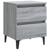 Comodini con Gambe in Metallo 2 pz Grigio Sonoma 40x35x50 cm