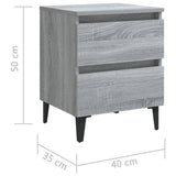 Comodini con Gambe in Metallo 2 pz Grigio Sonoma 40x35x50 cm