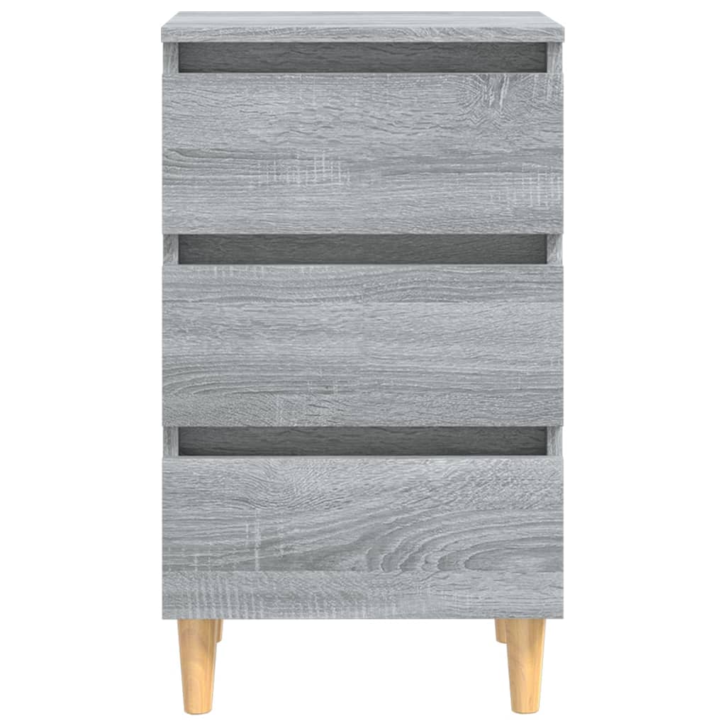 Comodini Gambe in Legno Massello 2 pz Grigio Sonoma 40x35x69 cm