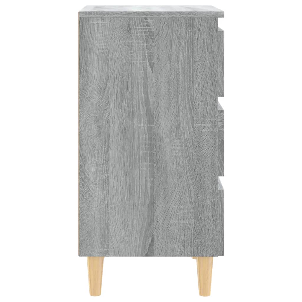 Comodini Gambe in Legno Massello 2 pz Grigio Sonoma 40x35x69 cm