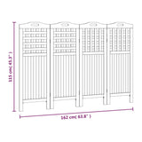 Divisorio a 4 Pannelli 162x2x115 cm Legno Massello di Acacia