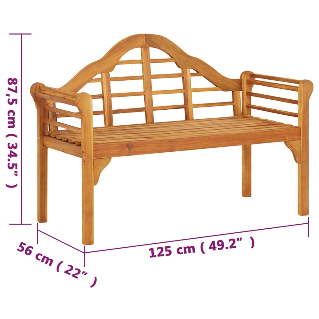 Panchina da Giardino 125 cm Legno Massello di Acacia