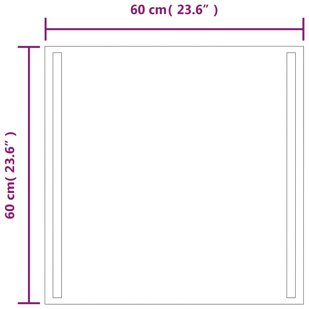 Specchio da Bagno con Luci LED 60x60 cm