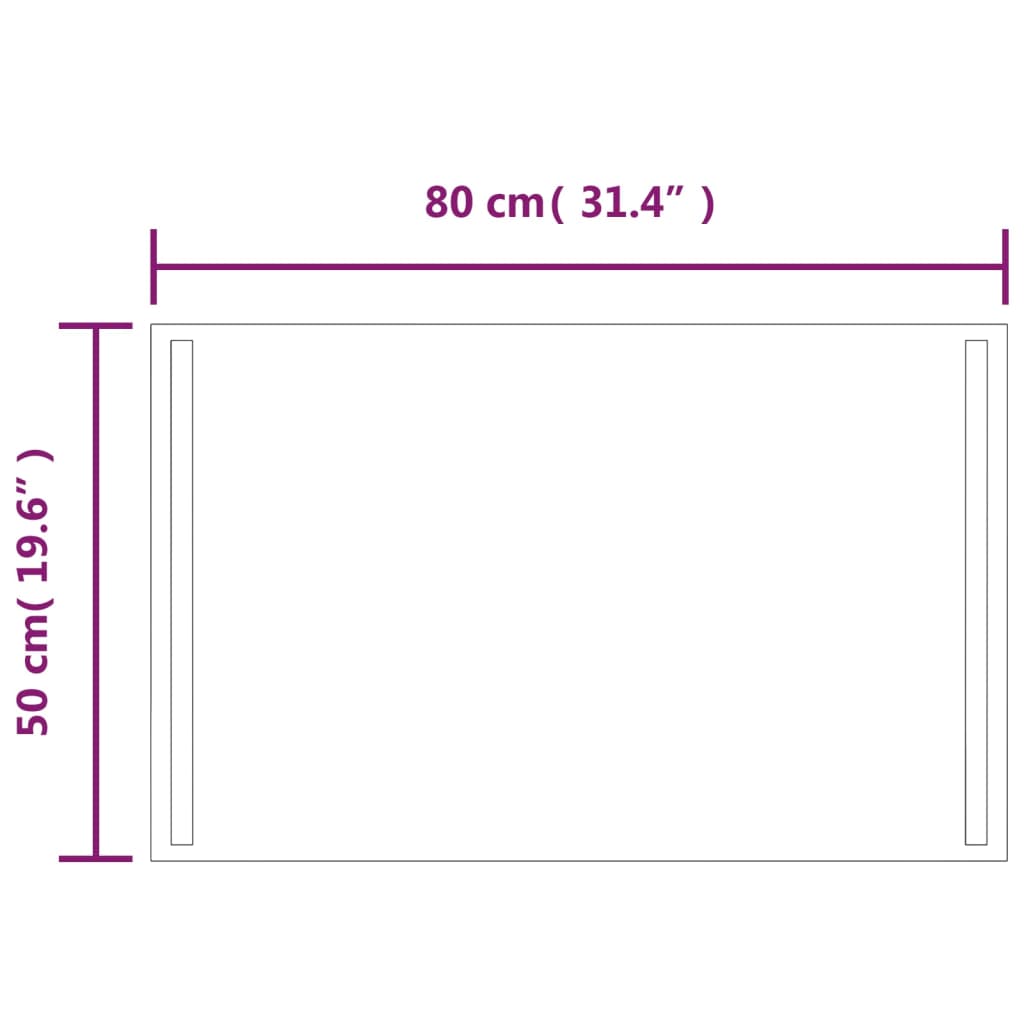 Specchio da Bagno con Luci LED 80x50 cm