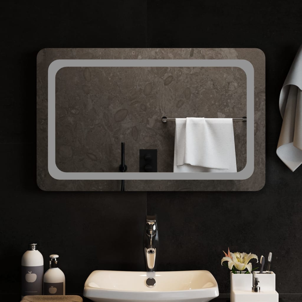 Specchio da Bagno con Luci LED 80x50 cm