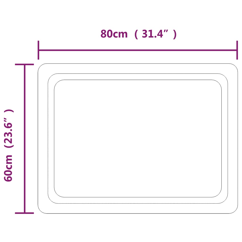 Specchio da Bagno con Luci LED 80x60 cm