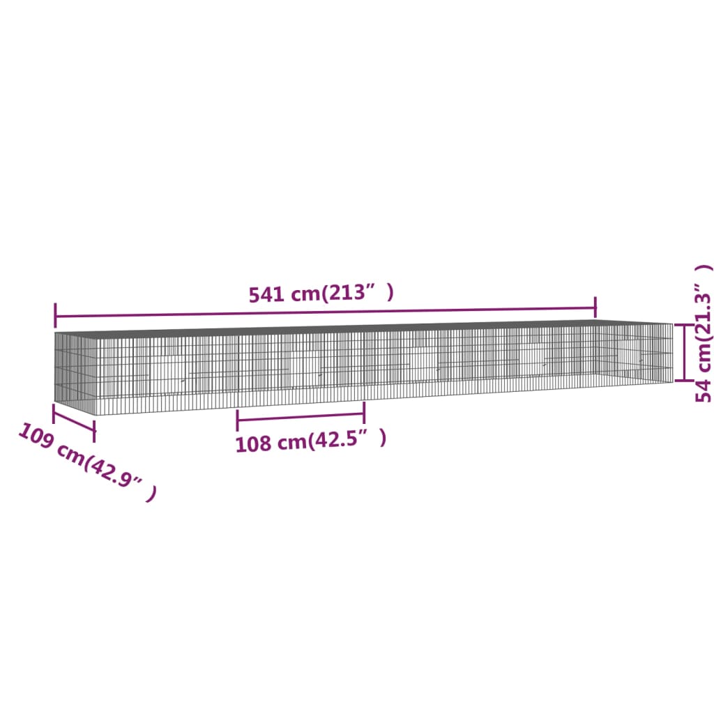 Conigliera con 5 Pannelli 541x109x54 cm Ferro Zincato