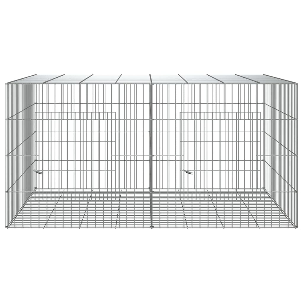 Conigliera con 2 Pannelli 110x79x54 cm Ferro Zincato