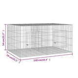 Conigliera con 2 Pannelli 110x79x54 cm Ferro Zincato