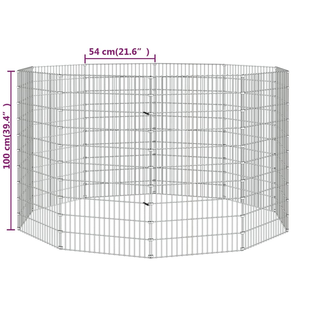 Conigliera con 10 Pannelli 54x100 cm Ferro Zincato