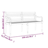 Panchina Batavia 150 cm in Legno Massello di Teak