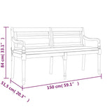 Panchina Batavia con Cuscino 150 cm in Legno Massello di Teak