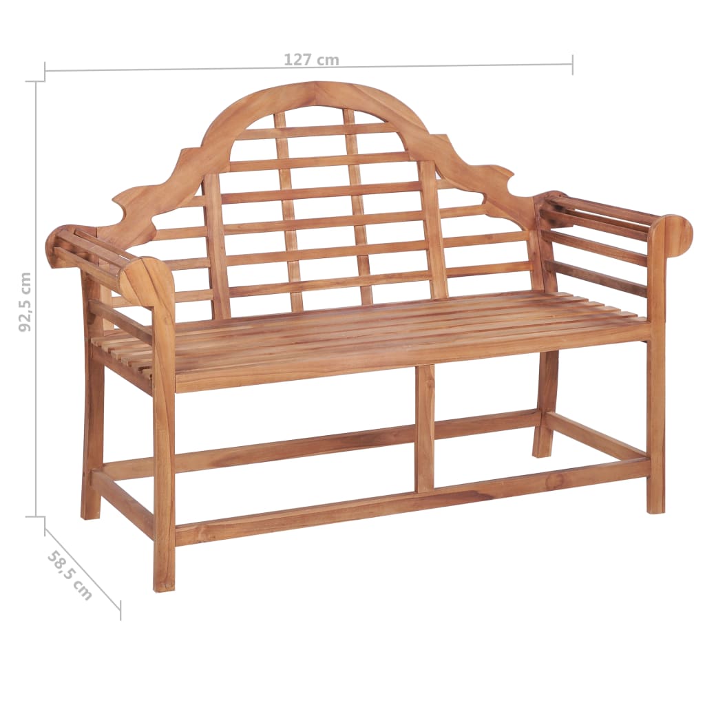 Panca da Giardino 127x58,5x92,5 cm in Legno Massello di Teak