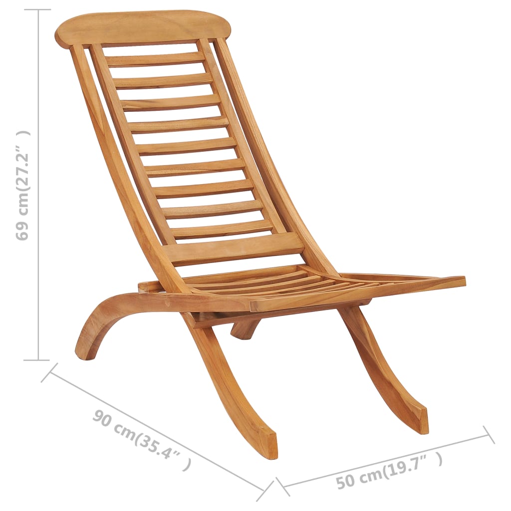 Sedia da Giardino Pieghevole 50x90x69 cm Legno Massello di Teak