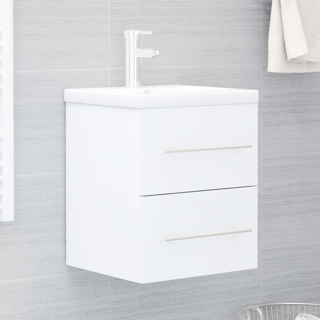 Mobile Bagno con Lavabo Integrato Bianco in Legno Multistrato