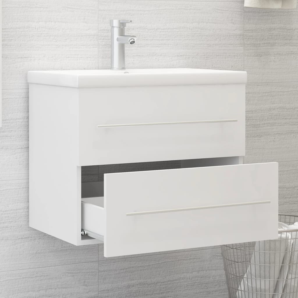 Mobile Bagno con Lavabo Integrato Bianco in Truciolato