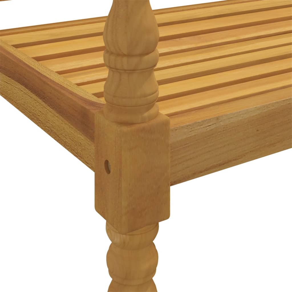 Panchina Batavia con Cuscino Grigio 150 cm Legno Massello Teak