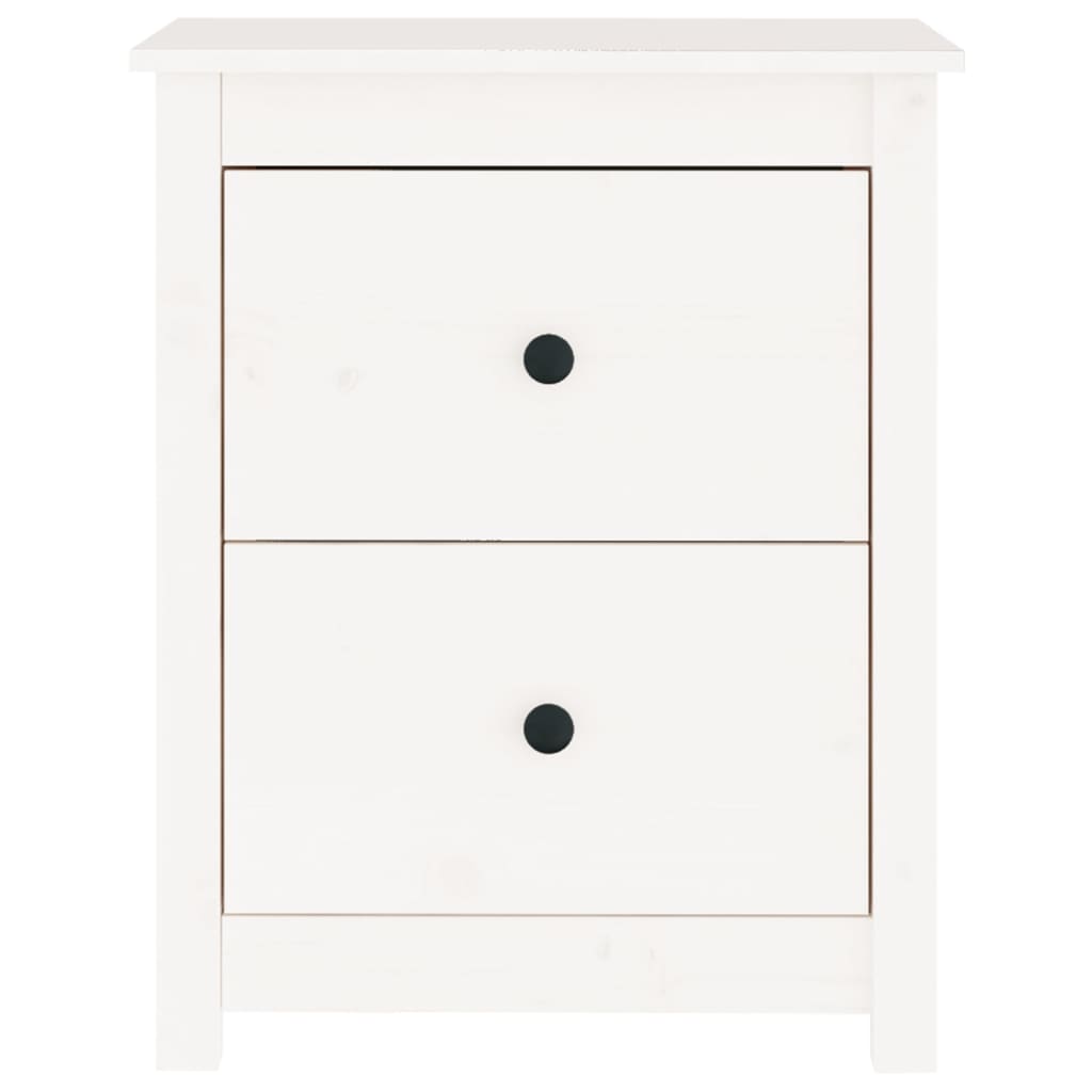 Comodino Bianco 50x35x61,5 cm in Legno Massello di Pino