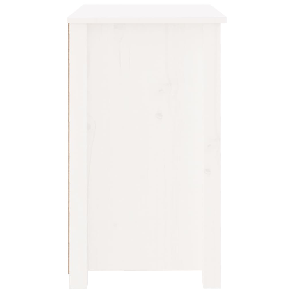 Comodino Bianco 50x35x61,5 cm in Legno Massello di Pino