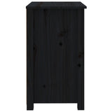 Comodino Nero 50x35x61,5 cm in Legno Massello di Pino