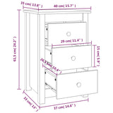 Comodino Nera 40x35x61,5 cm in Legno Massello di Pino