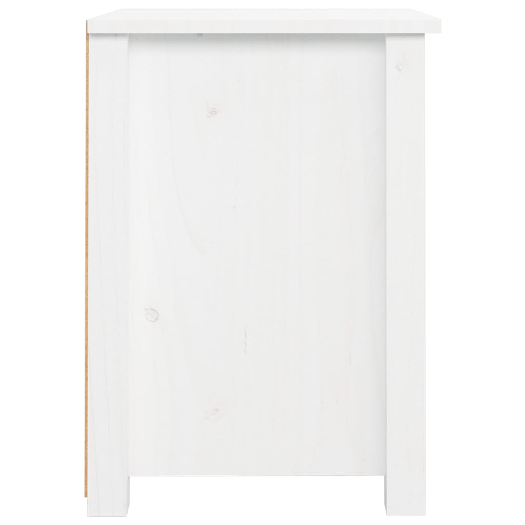 Comodino Bianco 40x35x49 cm in Legno Massello di Pino