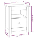 Comodino Bianco 40x35x49 cm in Legno Massello di Pino