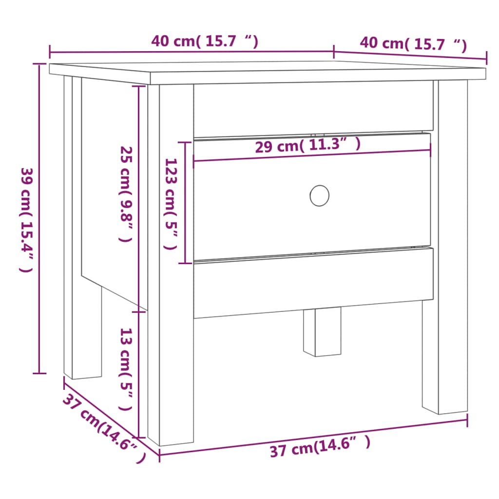 Tavolino Miele 40x40x39 cm Legno Massello di Pino