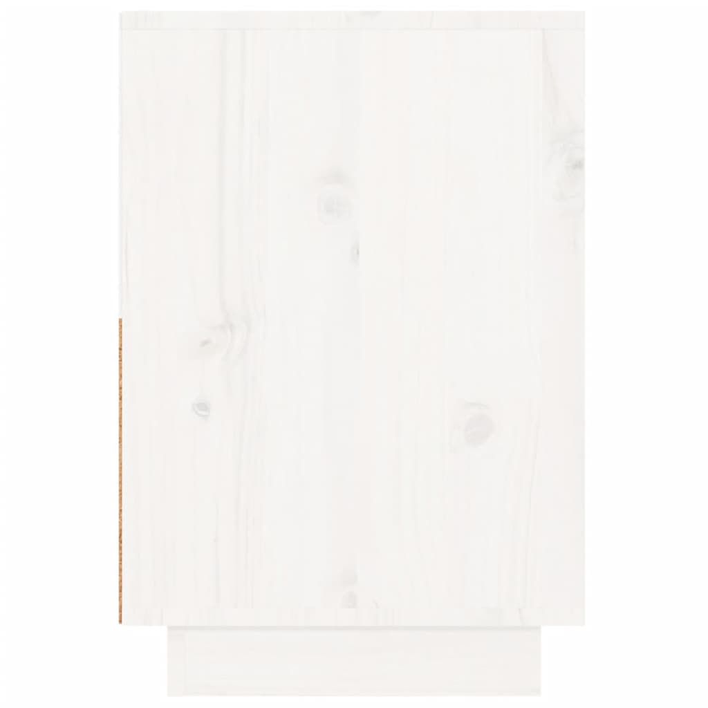 Comodino Bianco 60x34x51 cm in Legno Massello di Pino