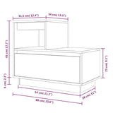 Comodino Bianco 60x34x51 cm in Legno Massello di Pino