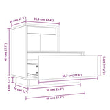 Comodino Bianco 60x34x51 cm in Legno Massello di Pino