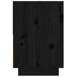 Comodino Nero 60x34x51 cm in Legno Massello di Pino