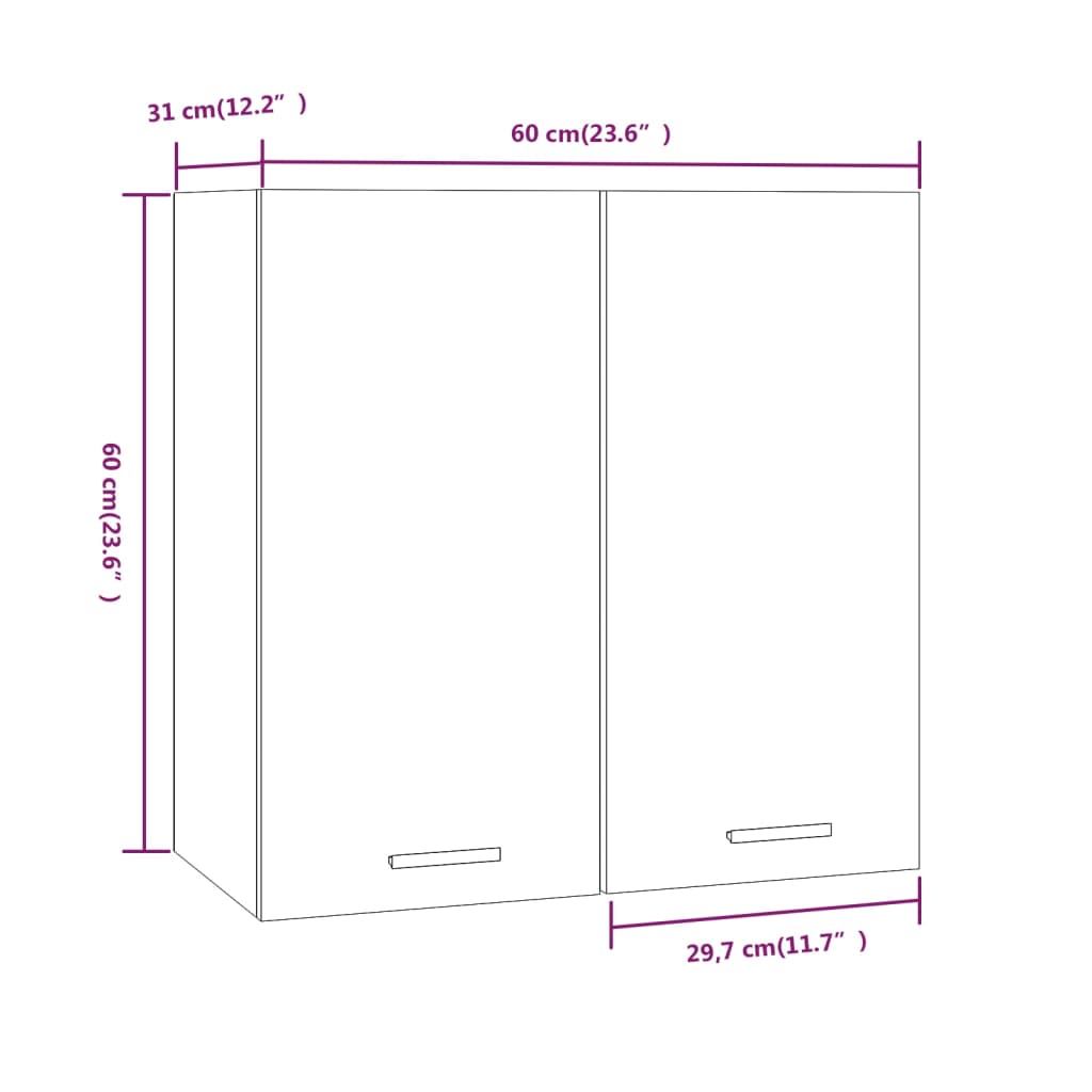 Mobile Pensile Rovere Fumo 60x31x60 cm in Legno Ingegnerizzato