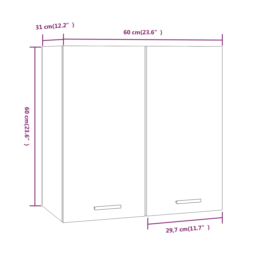 Mobile Pensile Grigio Sonoma 60x31x60 cm Legno Ingegnerizzato