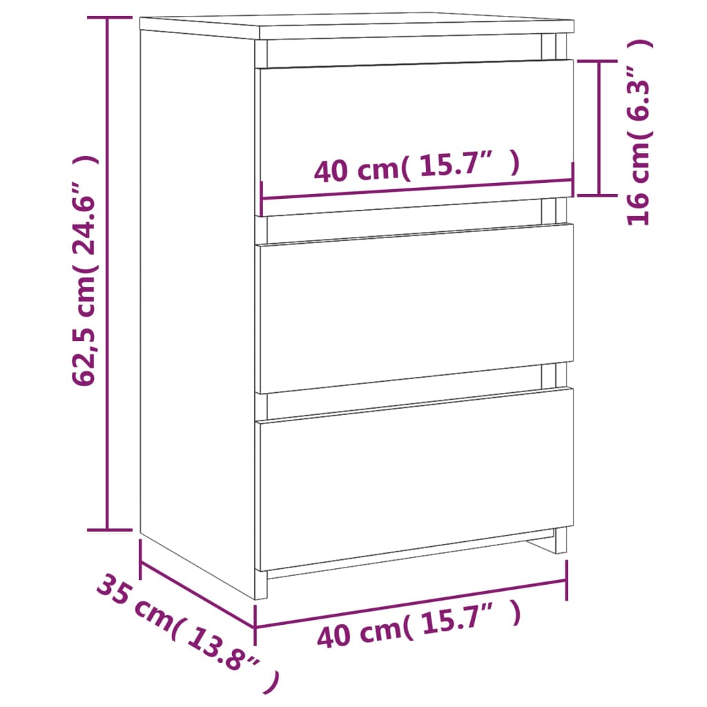 Comodini Grigio Sonoma 2 pz 40x35x62,5 cm in Legno Multistrato