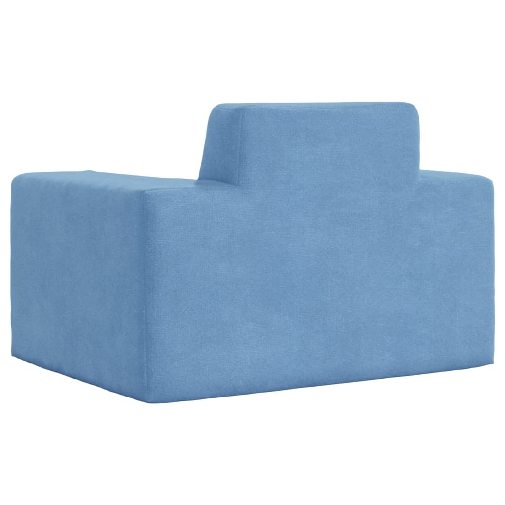 Divano per Bambini Blu in Morbido Peluche