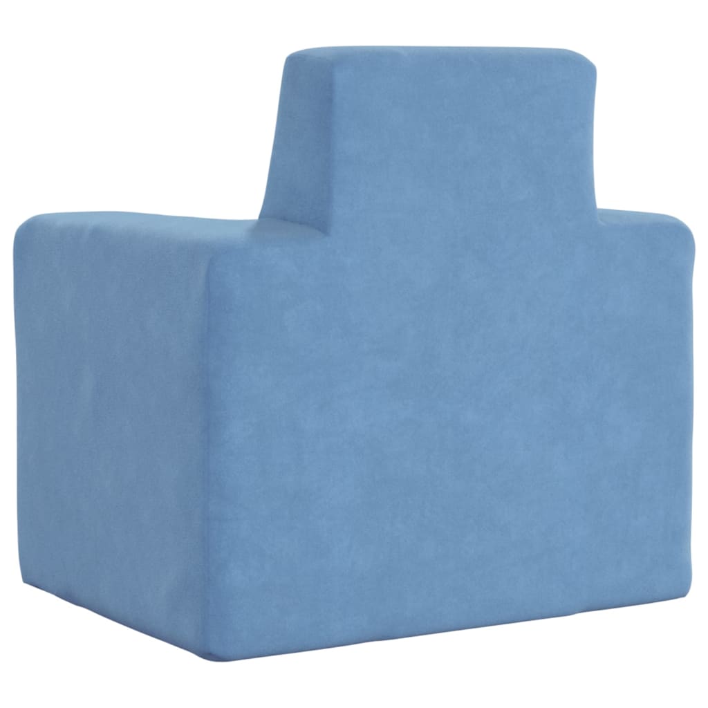 Divano per Bambini Blu in Morbido Peluche