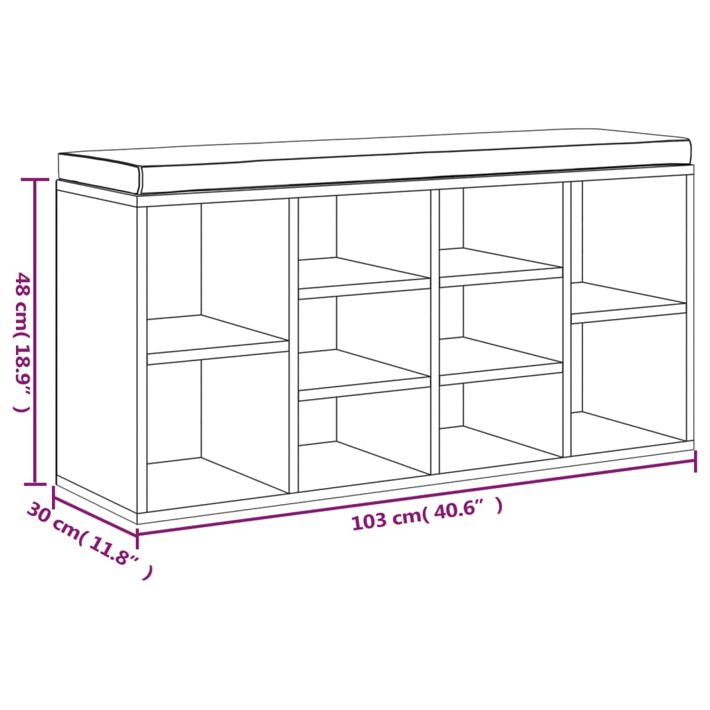 Scarpiera Nera 103x30x48 cm in Legno Multistrato