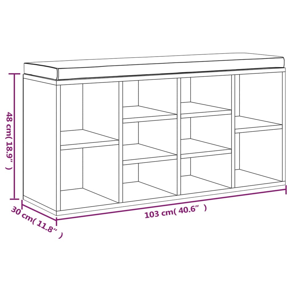 Scarpiera Grigio Cemento 103x30x48 cm in Legno Multistrato