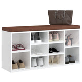 Panca Porta Scarpe Bianco Lucido 103x30x48 cm Legno Multistrato