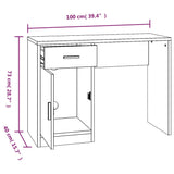 Scrivania Cassetto Nero 100x40x73cm Legno Multistrato