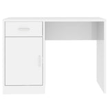 Scrivania Cassetto Bianco Lucido 100x40x73cm Legno Multistrato