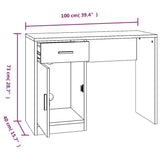 Scrivania Cassetto Bianco Lucido 100x40x73cm Legno Multistrato