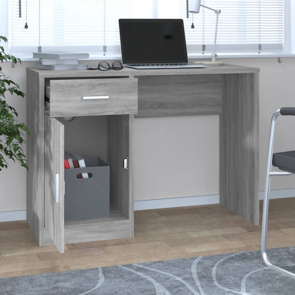 Scrivania Cassetto grigio sonoma 100x40x73cm Legno Multistrato