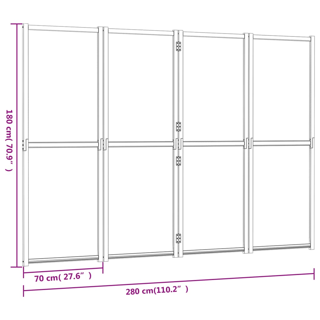 Divisorio a 4 Pannelli Bianco Crema 280x180 cm