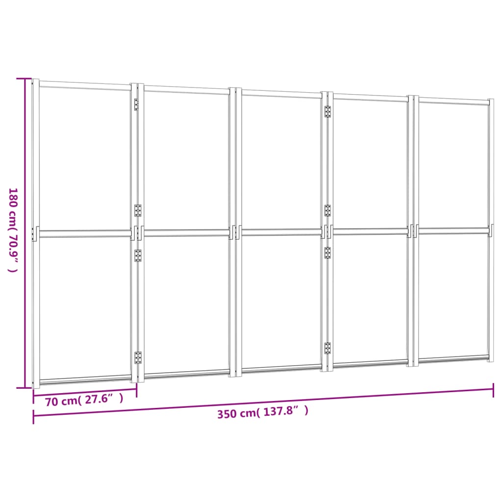 Divisorio a 5 Pannelli Bianco Crema 350x180 cm