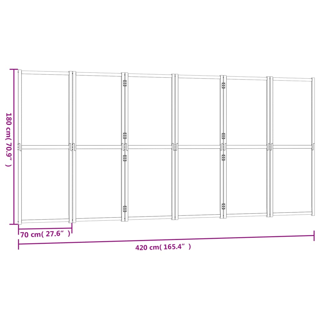 Divisorio a 6 Pannelli Bianco Crema 420x180 cm