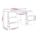 Scrivania Rovere Fumo 140x50x77 cm in Legno Multistrato