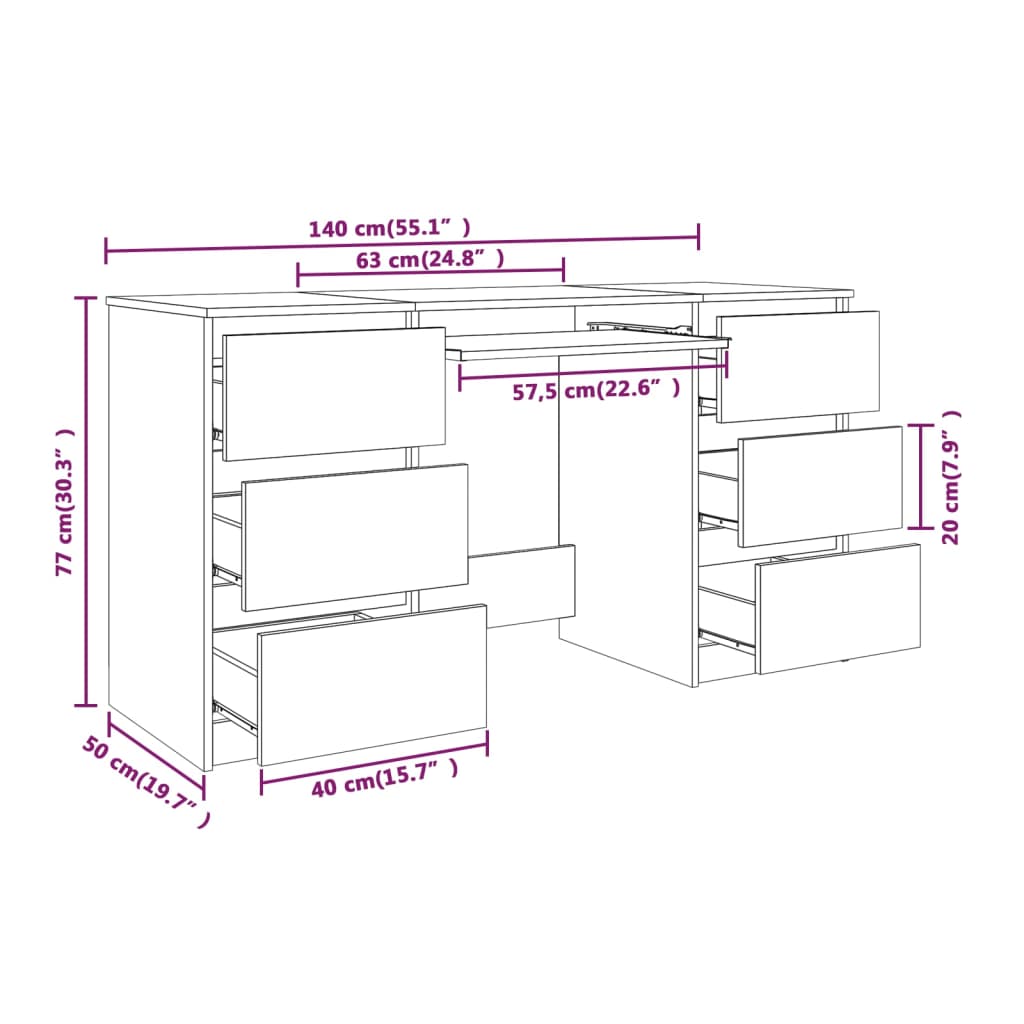 Scrivania Grigio Sonoma 140x50x77 cm in Legno Multistrato